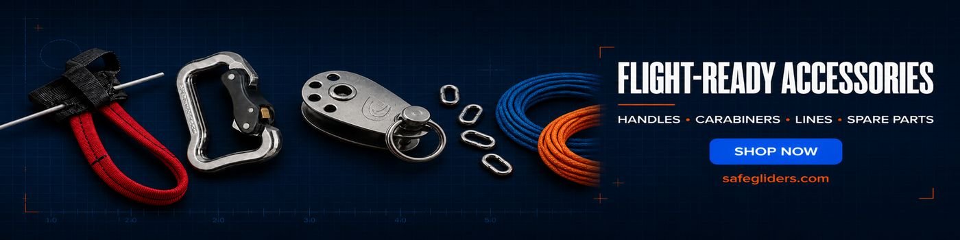 Safe Gliders. Handles, carabiners, lines and covers.