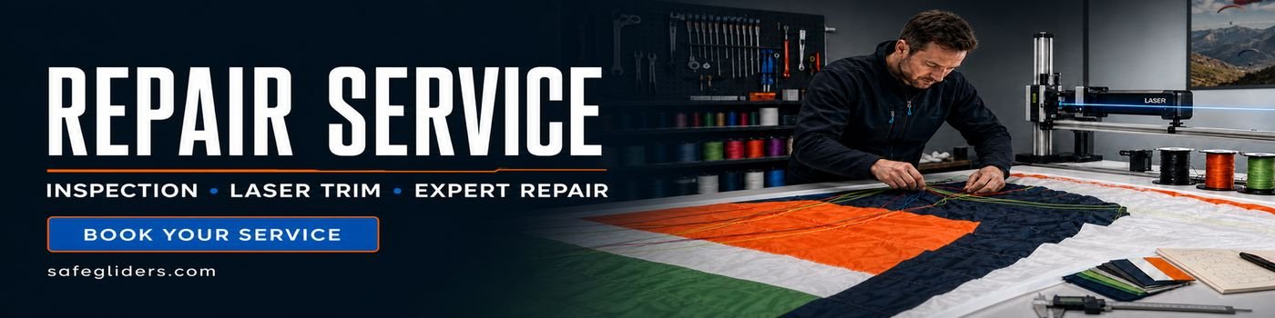 Safe Gliders. Paraglider repair, inspection and line trim.